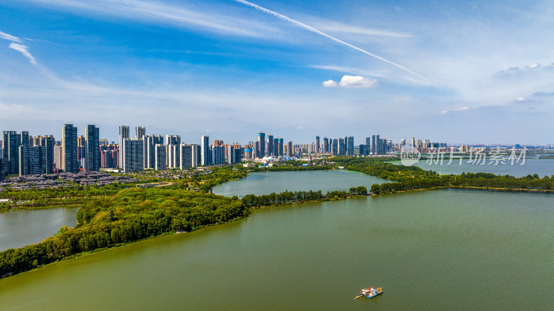 武汉东湖风景区楚风园附近航拍