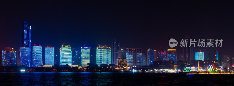 青岛奥帆中心五四广场夜景灯光秀风光