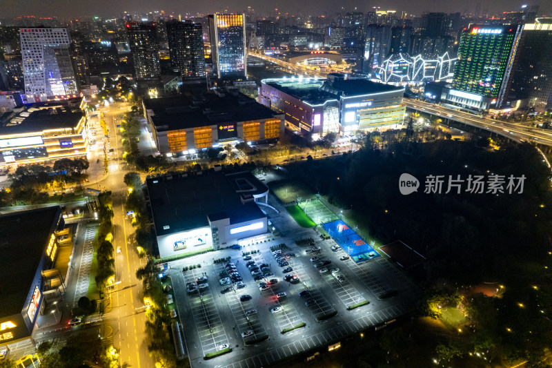 航拍四川成都城市夜景交通灯光