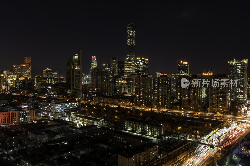 北京夜晚地标建筑都市氛围