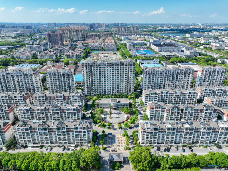 航拍昆山城市乡村建筑风光大景