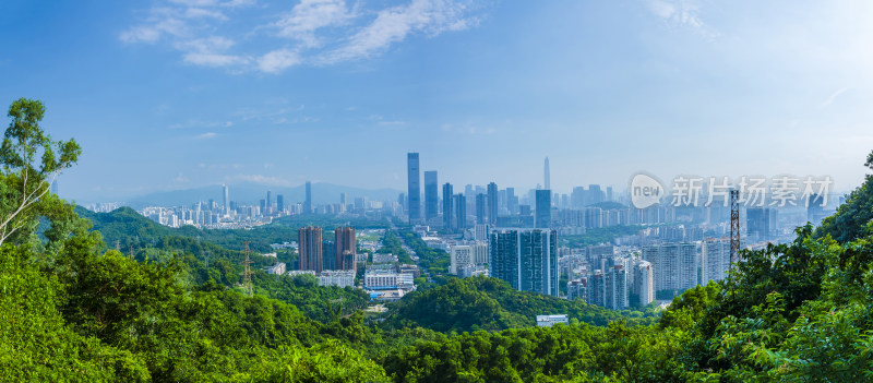 深圳银湖山瞰福田CBD城市建筑群全景长图