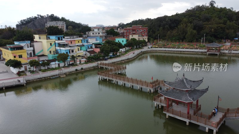 航拍广东省东莞市横沥镇山厦村