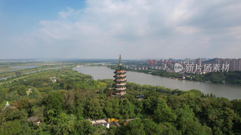 航拍江苏镇江焦山风景区5A景区