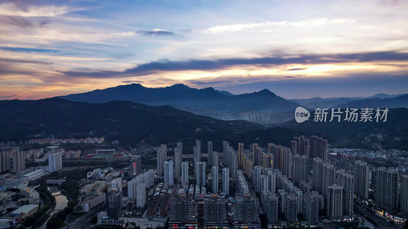 福建龙岩城市风光航拍图