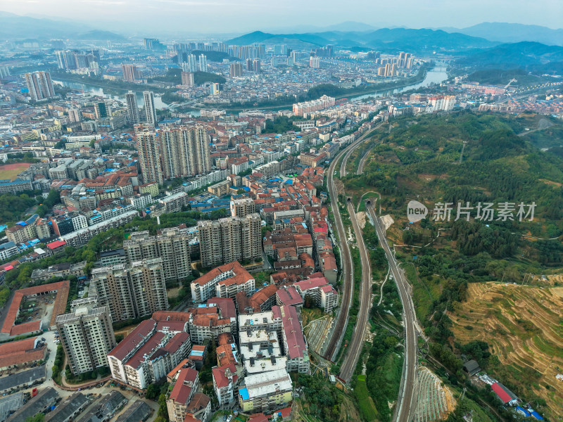 怀化城市风光建设航拍图