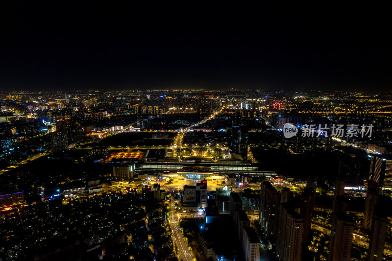 江苏常州城市夜景灯光航拍