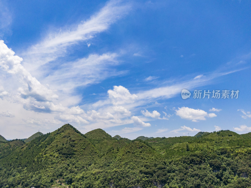 大自然山川蓝天白云天空航拍图