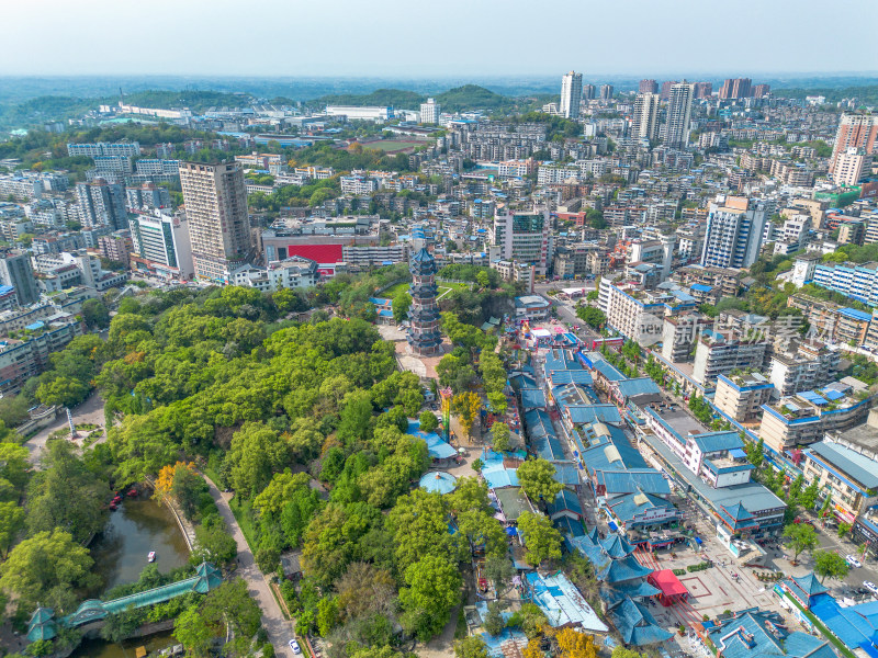 自贡城市风光航拍