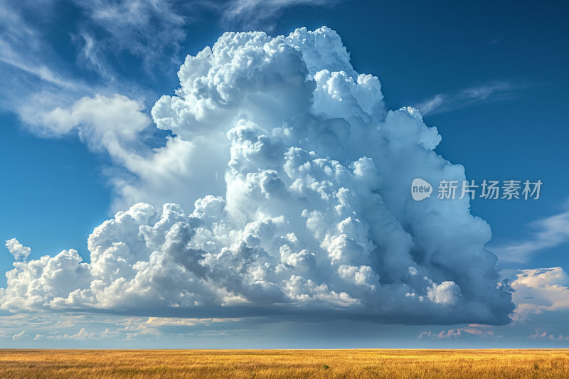 草原巨云磅礴天空之下的壮阔