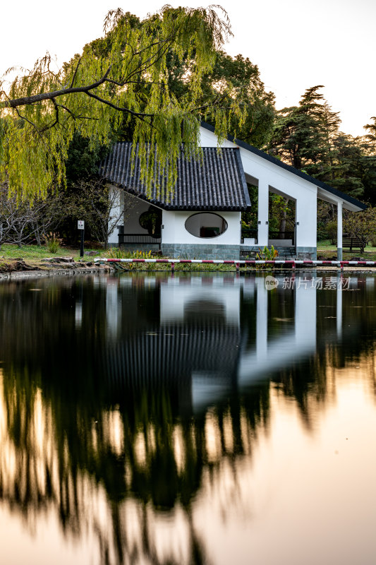 上海共青森林公园建筑倒影景观莫奈花园