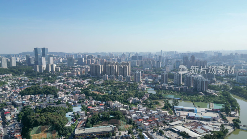 航拍广东江门大景江门城市建设