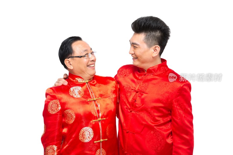 棚拍中国新年唐装男人和父亲