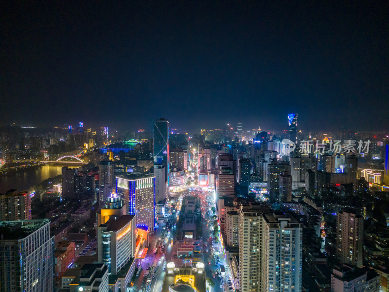 甘肃兰州夜景交通航拍图