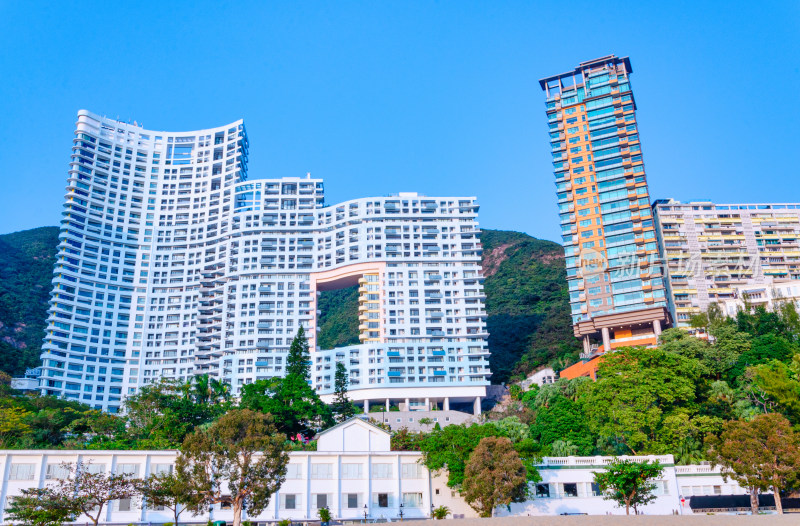 香港浅水湾海岸半山城市豪宅小区建筑