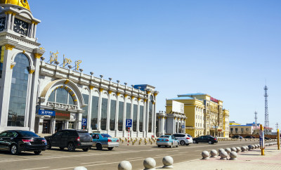 内蒙古呼伦贝尔满洲里火车站广场