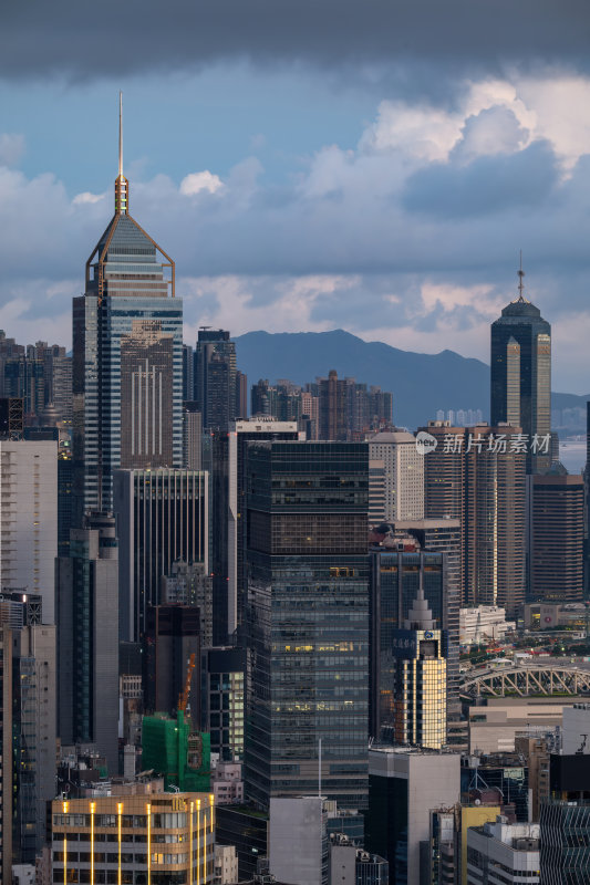 香港维多利亚港CBD中环夜景日出繁华都市