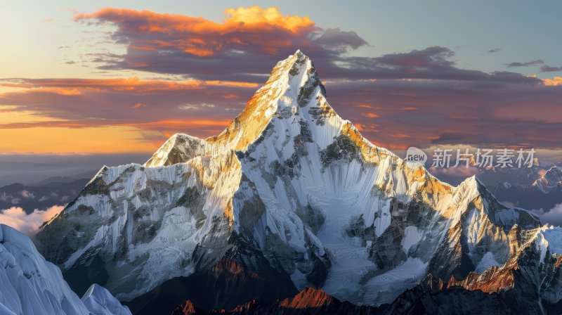 珠穆朗玛峰高峰雪山最高海拔日照金山