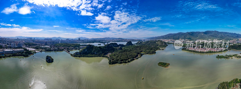 广东肇庆星湖七星山景区航拍全景图