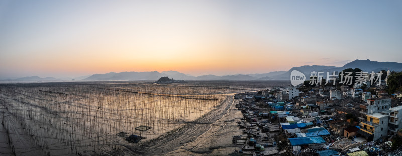 福建霞浦海岛海边滩涂日落晚霞自然风光