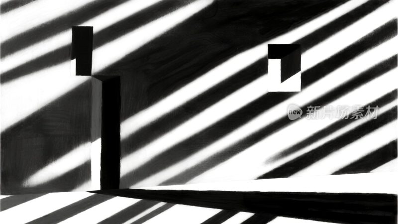 室内光影黑白抽象场景