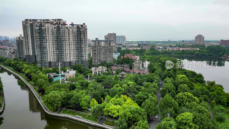 湖北荆州城市风光航拍图