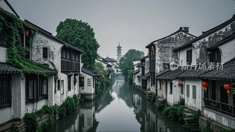 江南水乡古镇小桥流水人家旅游生活背景