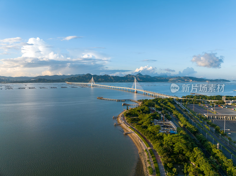 深圳南山日出剧场前海湾大桥日出航拍