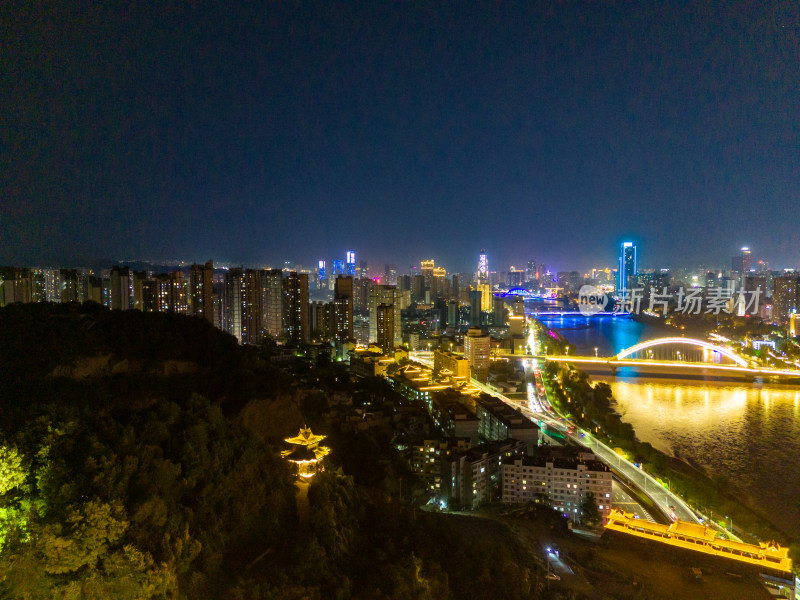 兰州黄河夜景航拍图