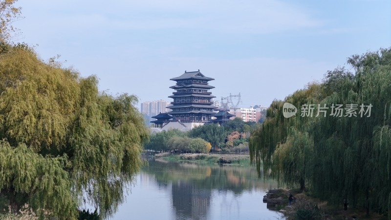 水系景观亭台楼阁