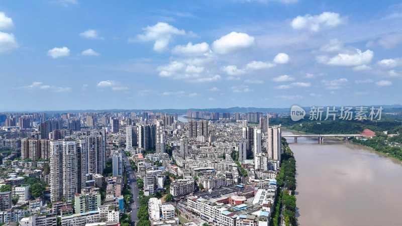 航拍四川乐山城市建设乐山大景