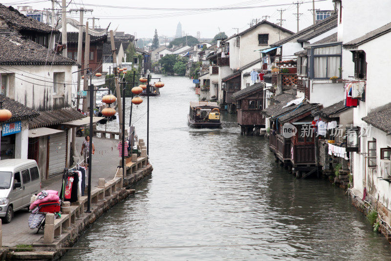 江南水乡古镇临水古建筑景观