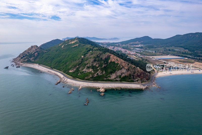 海上岛屿烟台长岛航拍图