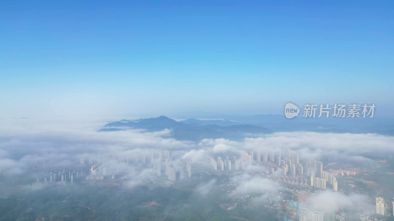 航拍湖南怀化鹤城区云海风光