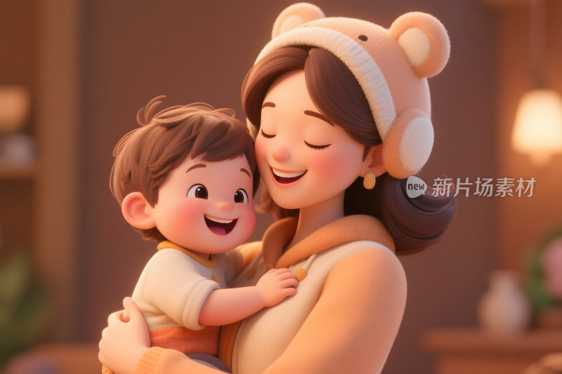 温馨母子相拥时光