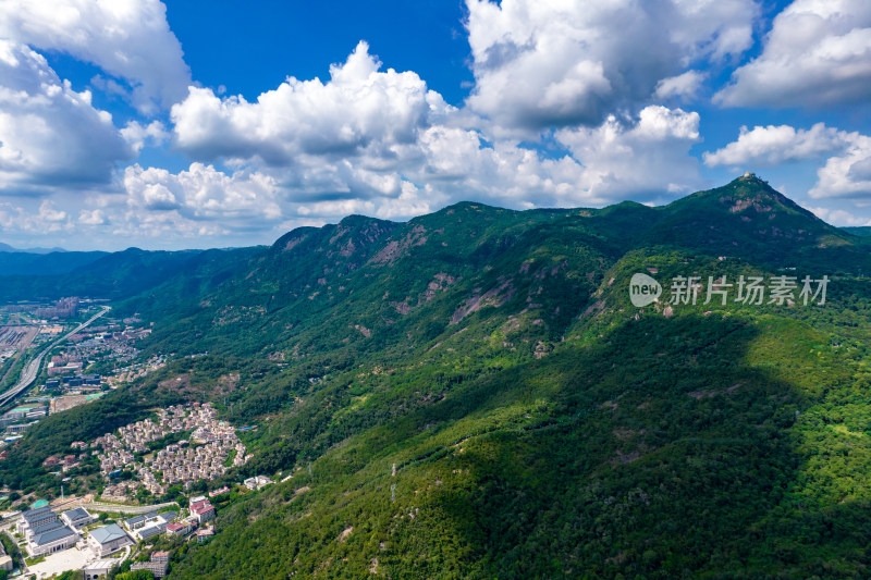 福建福州城市风光闽江鼓山蓝天白云航拍