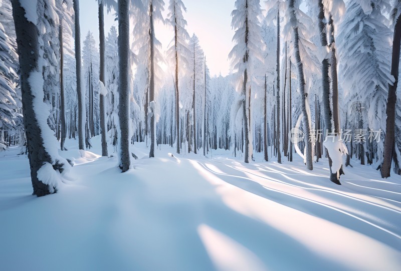 冬季森林白雪覆盖风景