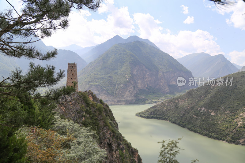 四川川西阿坝州茂县叠溪海子高视角风景