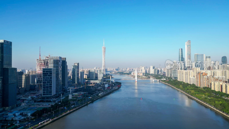 航拍广州珠江新城城市天际线