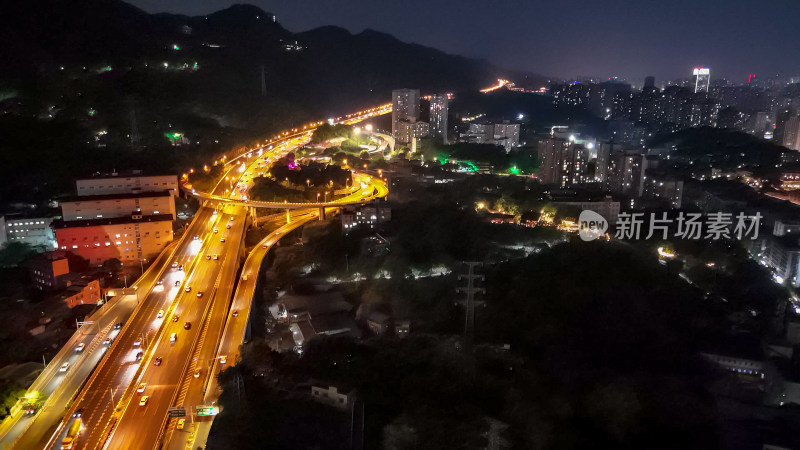 重庆内环快速路夜景交通航拍图