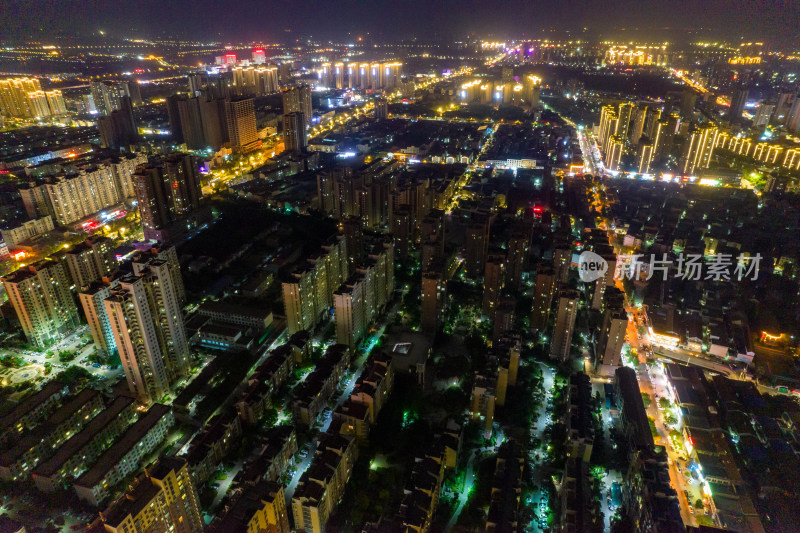 河南商丘城市夜景航拍图