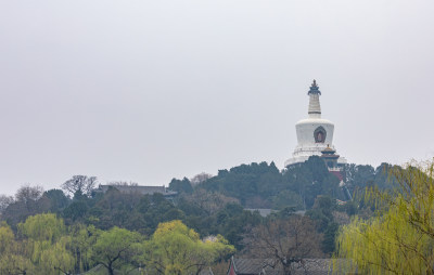 北京北海公园白塔建筑景观