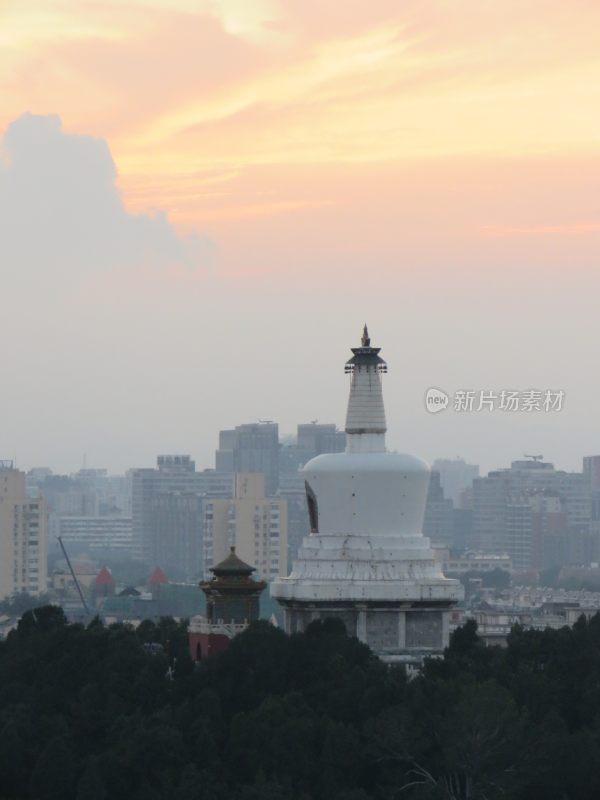 北京景山公园日落风景