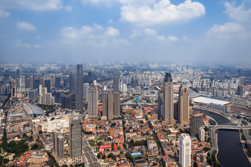 天津海河风景线城市天际线建筑风光航拍