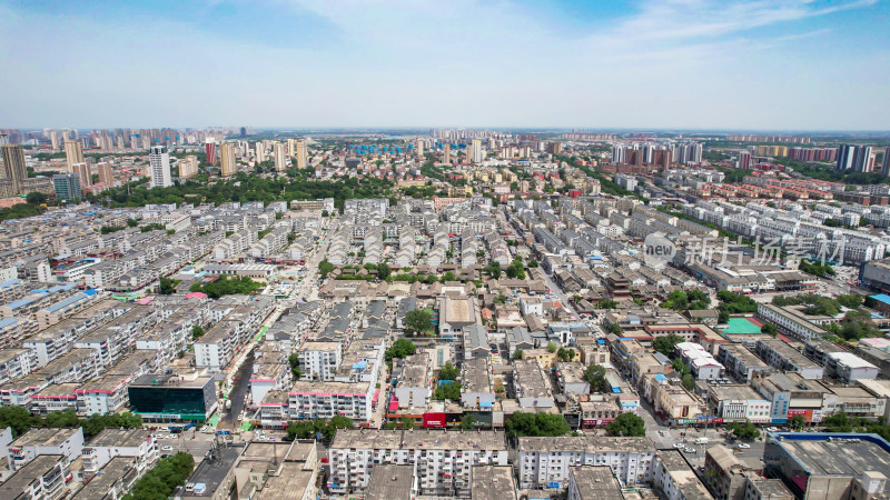 河北保定城市风光老城区航拍