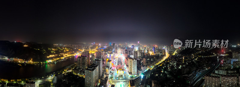 兰州城市夜景灯光航拍全景