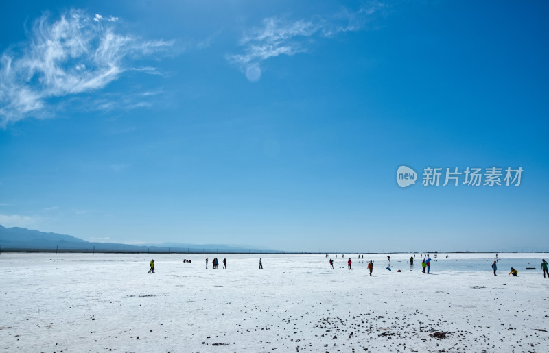 青海海西州茶卡盐湖旅游景区雪白盐湖风光