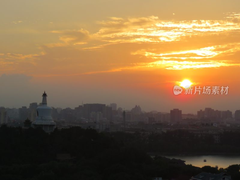 北京景山公园日落风景