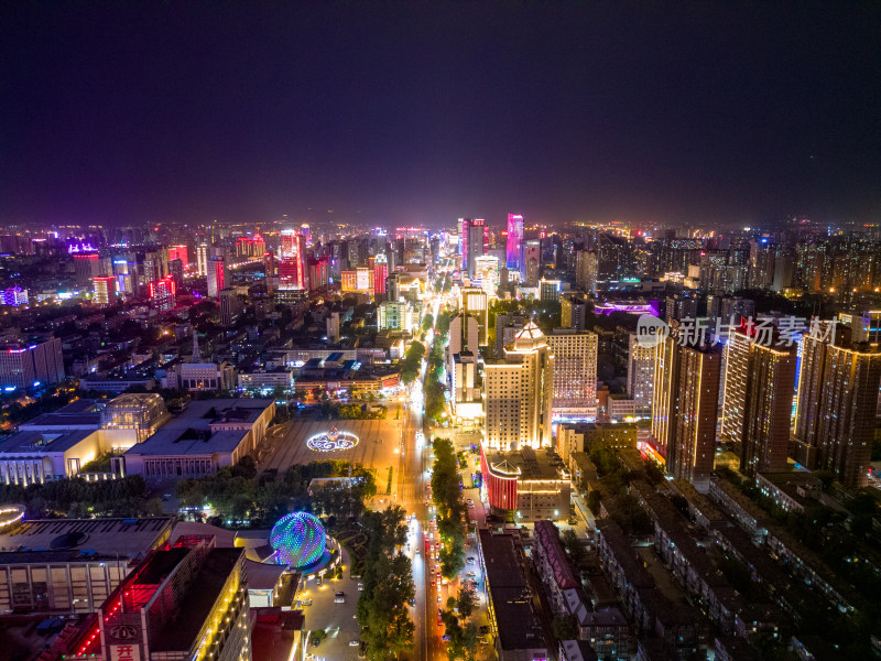 河北石家庄城市夜景灯光航拍摄影图