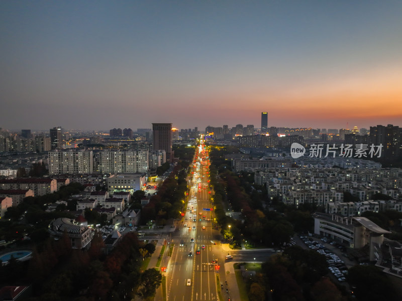 航江苏昆山城市风光建筑大景